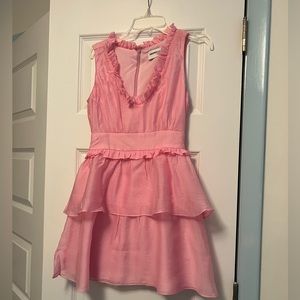 Amanda Uprichard pink ruffle v neck dress
